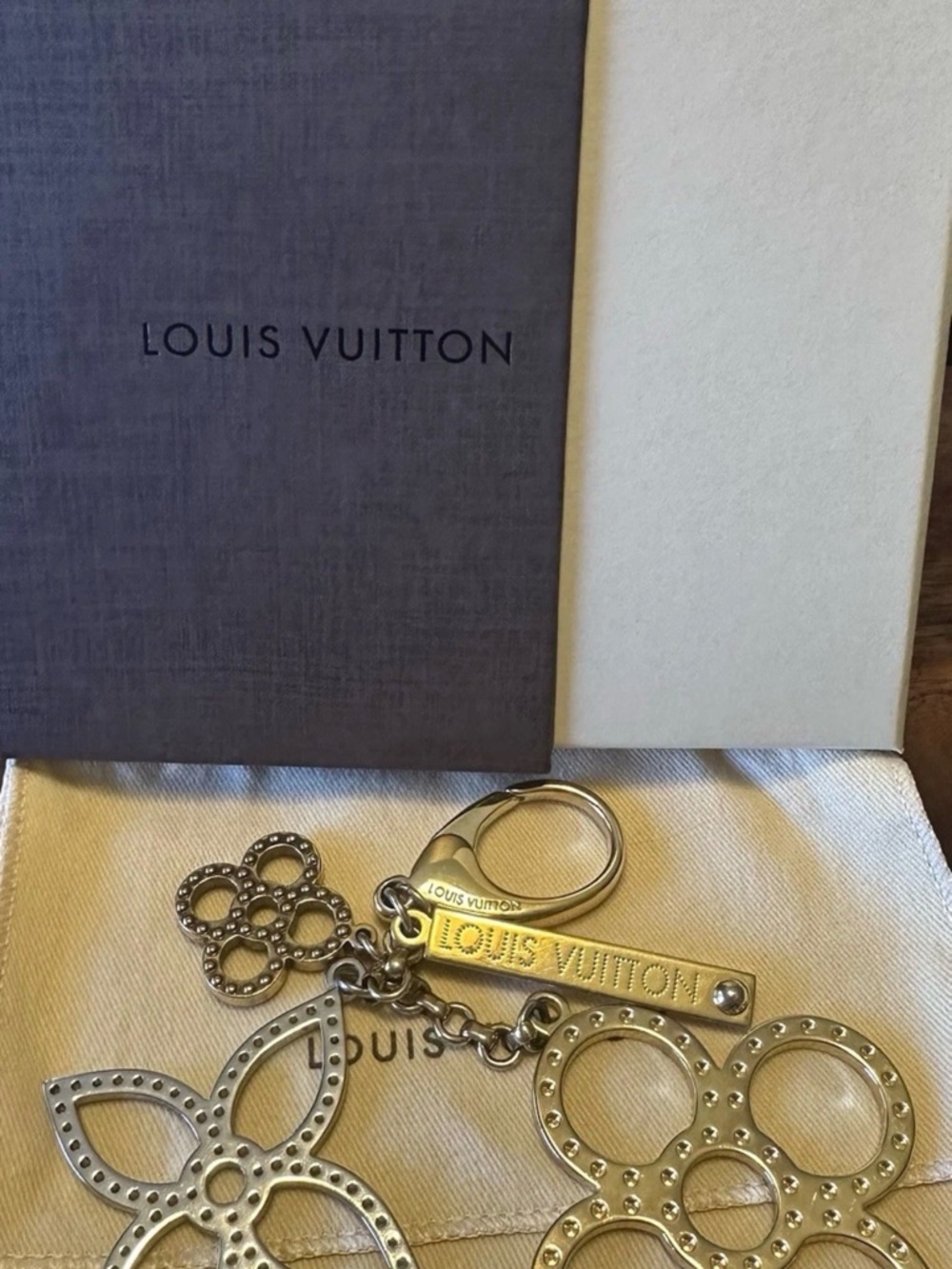 Louis Vuitton Silver Monogram Flower Keyring Charm - Picture 9 of 9